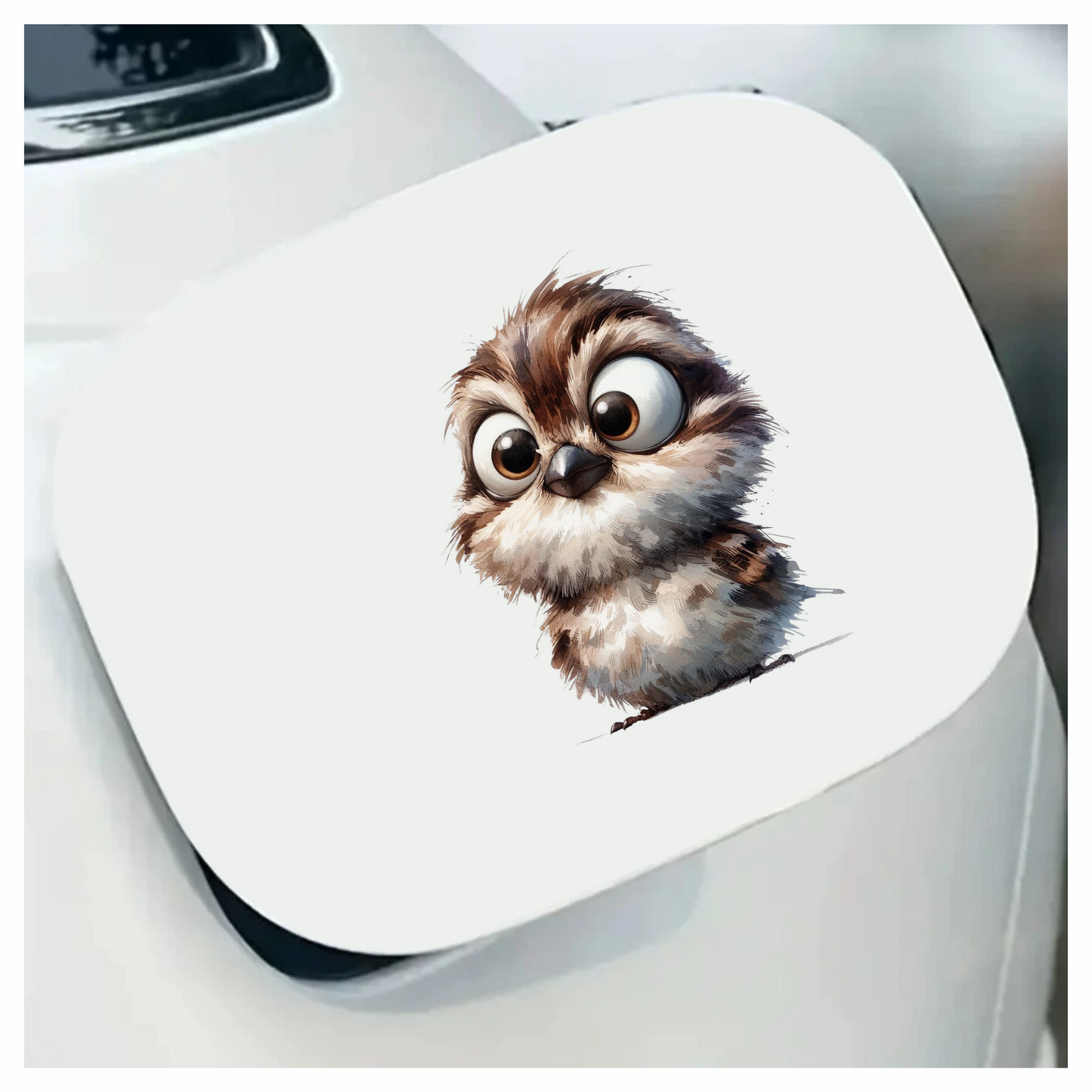 Brown Sparrow Bird With Round Eyes Vinyl Sticker Decal