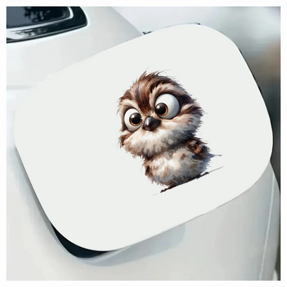 Brown Sparrow Bird With Round Eyes Vinyl Sticker Decal