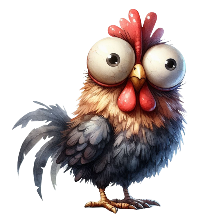 Brown Rooster Bird With Large Eyes Vinyl Sticker Decal