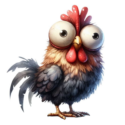 Brown Rooster Bird With Large Eyes Vinyl Sticker Decal