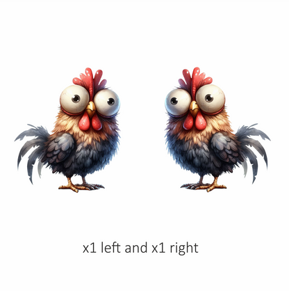 Brown Rooster Bird With Large Eyes Vinyl Sticker Decal