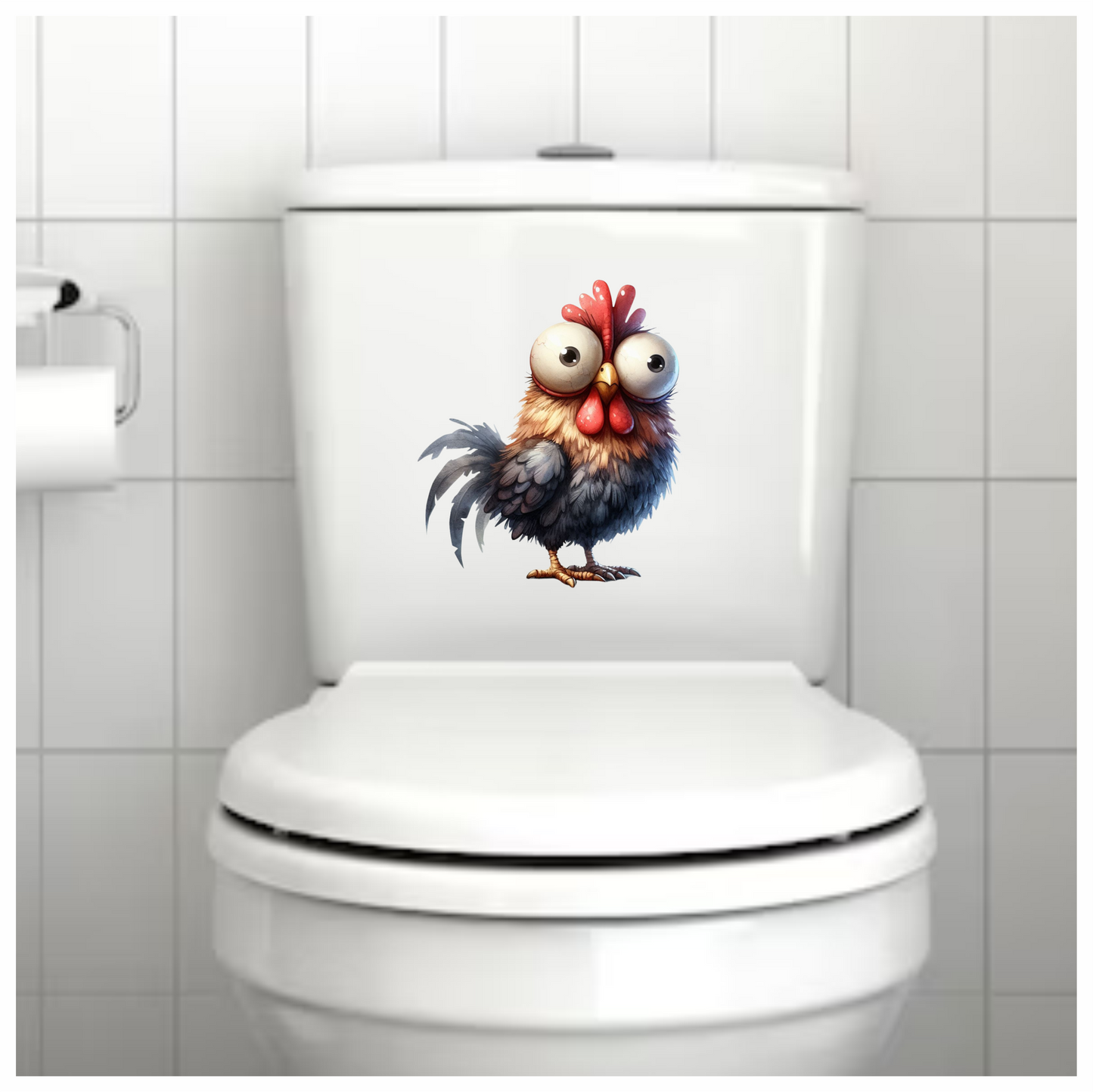 Brown Rooster Bird With Large Eyes Vinyl Sticker Decal