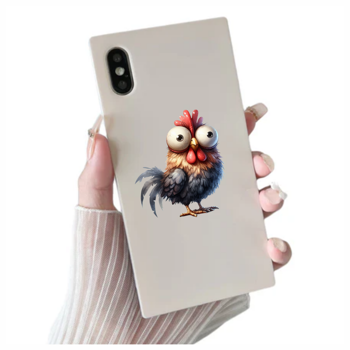 Brown Rooster Bird With Large Eyes Vinyl Sticker Decal