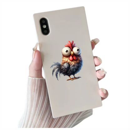 Brown Rooster Bird With Large Eyes Vinyl Sticker Decal