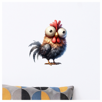 Brown Rooster Bird With Large Eyes Vinyl Sticker Decal