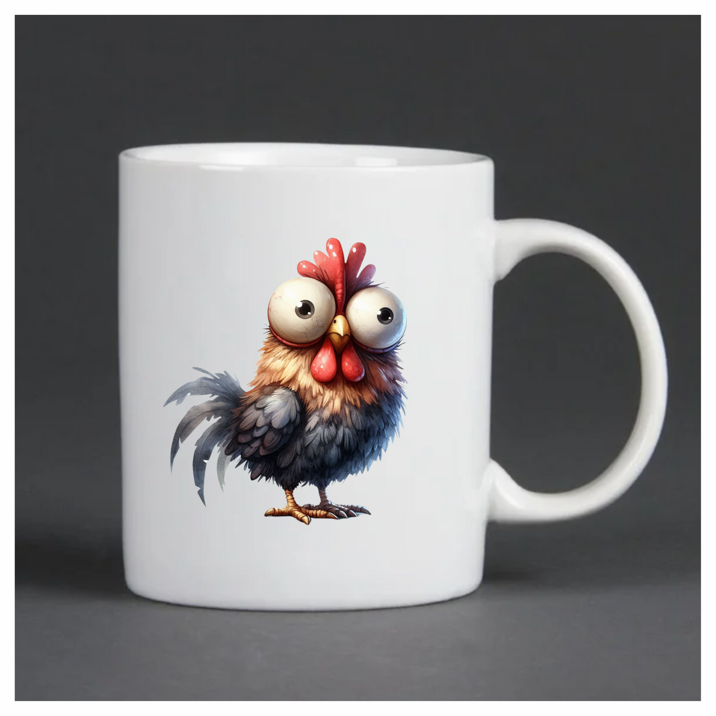 Brown Rooster Bird With Large Eyes Vinyl Sticker Decal