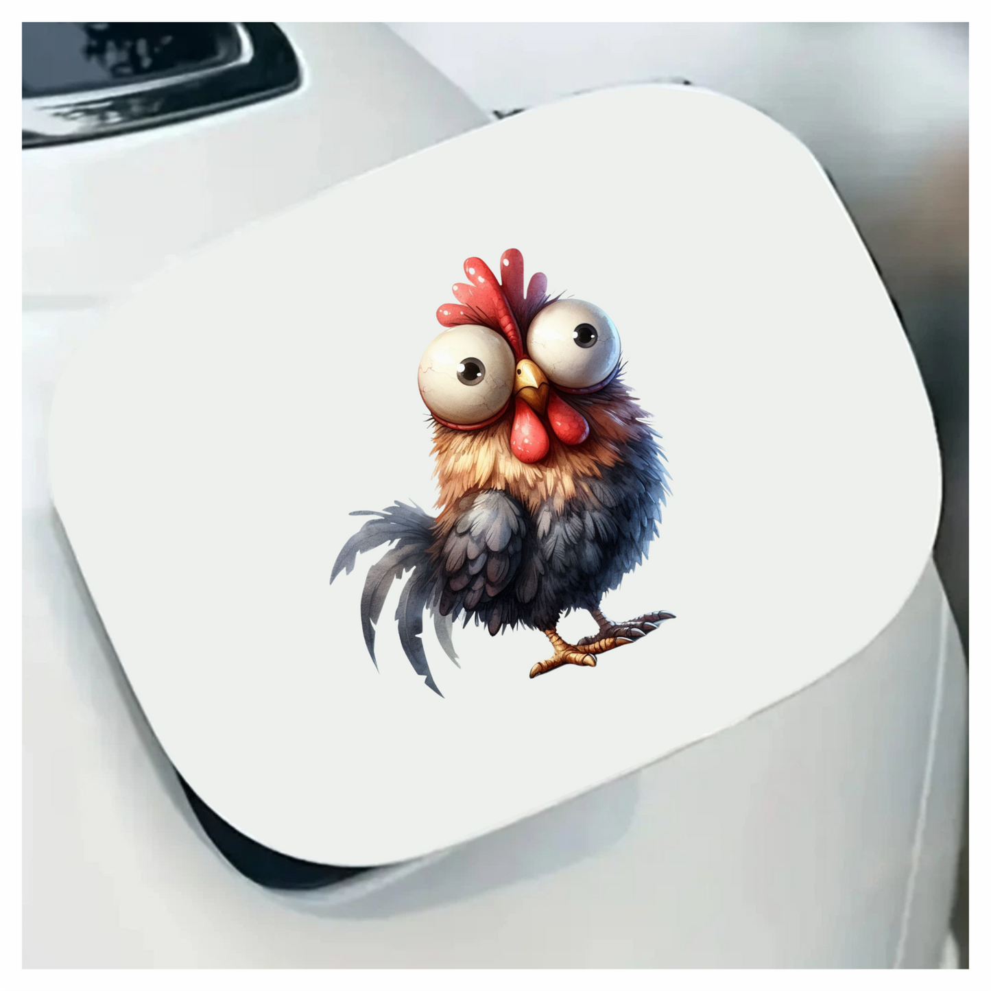 Brown Rooster Bird With Large Eyes Vinyl Sticker Decal