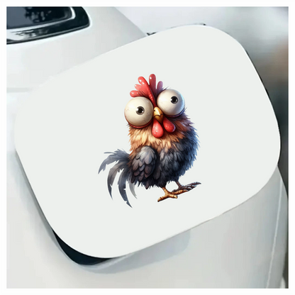 Brown Rooster Bird With Large Eyes Vinyl Sticker Decal