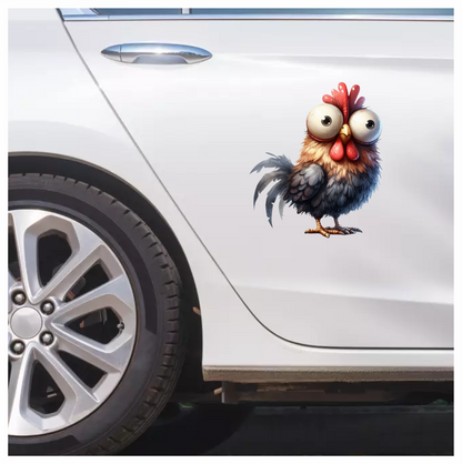 Brown Rooster Bird With Large Eyes Vinyl Sticker Decal
