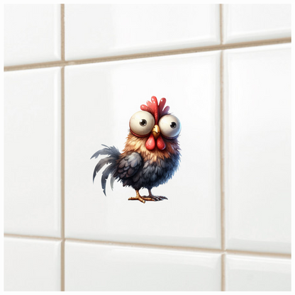 Brown Rooster Bird With Large Eyes Vinyl Sticker Decal