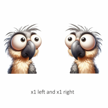 Grey Parrot Bird With Large Eyes Vinyl Sticker Decal