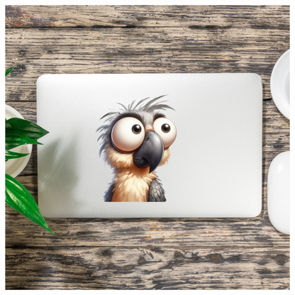Grey Parrot Bird With Large Eyes Vinyl Sticker Decal
