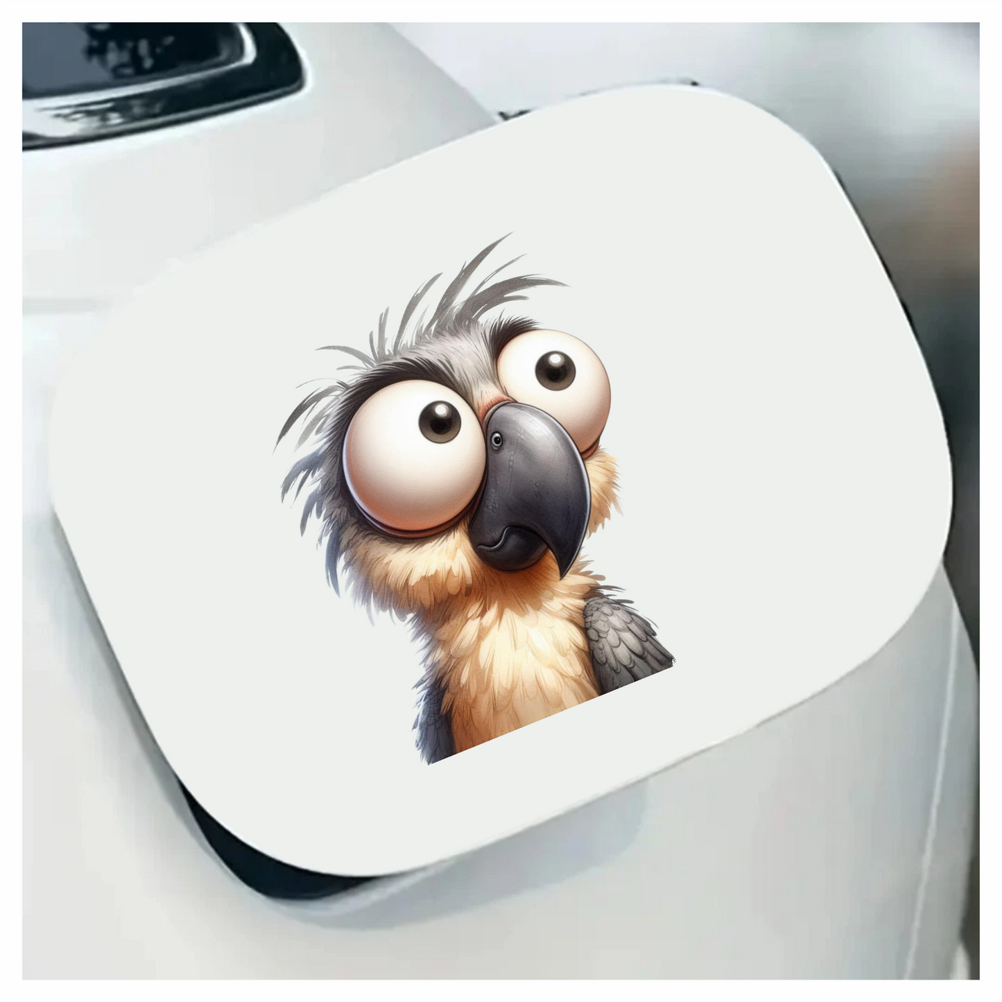 Grey Parrot Bird With Large Eyes Vinyl Sticker Decal