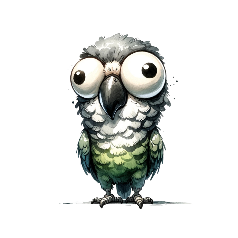 Green Parrot Cartoon Wide Eyes Vinyl Sticker Decal