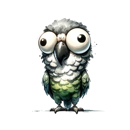 Green Parrot Cartoon Wide Eyes Vinyl Sticker Decal