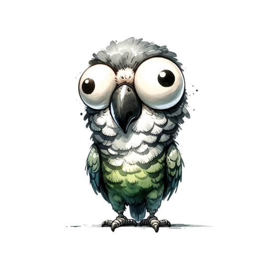Green Parrot Cartoon Wide Eyes Vinyl Sticker Decal
