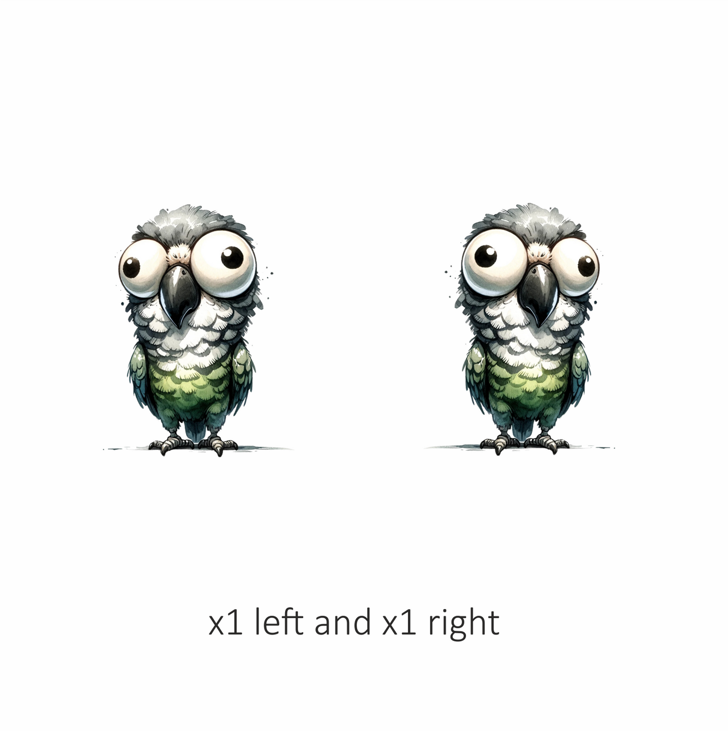 Green Parrot Cartoon Wide Eyes Vinyl Sticker Decal