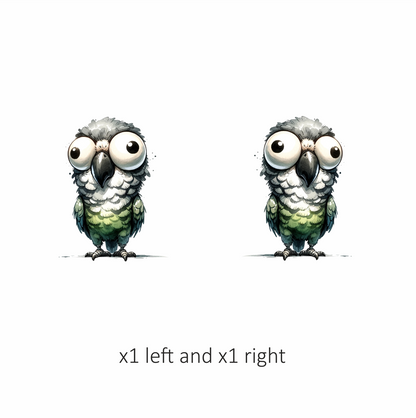 Green Parrot Cartoon Wide Eyes Vinyl Sticker Decal