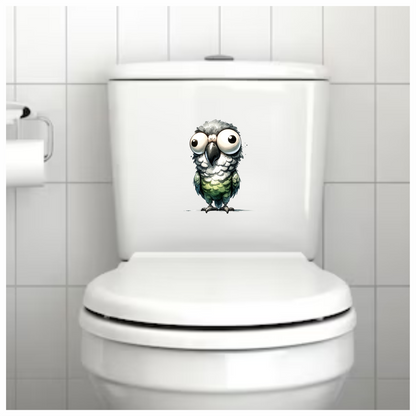 Green Parrot Cartoon Wide Eyes Vinyl Sticker Decal