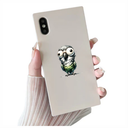 Green Parrot Cartoon Wide Eyes Vinyl Sticker Decal