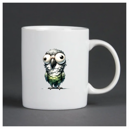 Green Parrot Cartoon Wide Eyes Vinyl Sticker Decal