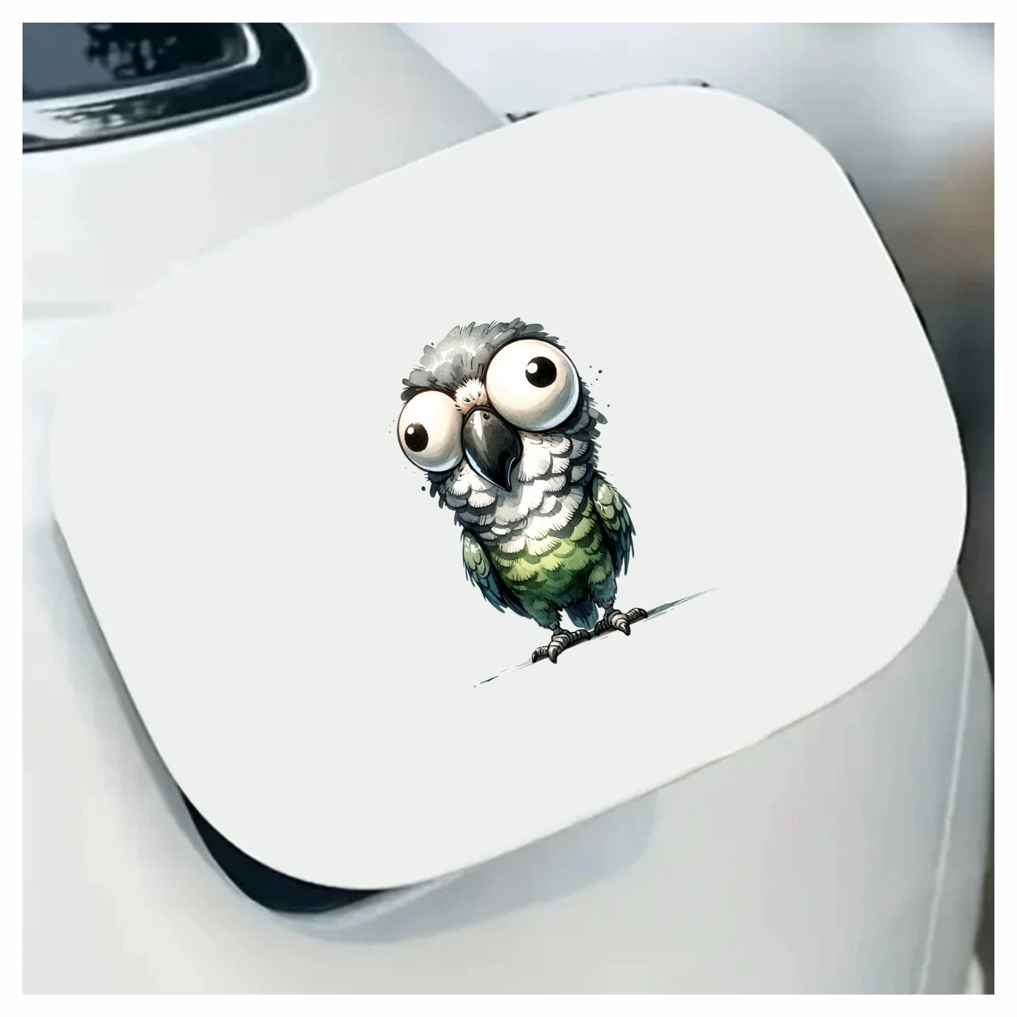 Green Parrot Cartoon Wide Eyes Vinyl Sticker Decal