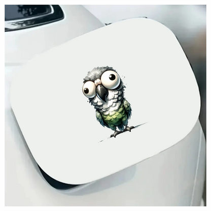 Green Parrot Cartoon Wide Eyes Vinyl Sticker Decal