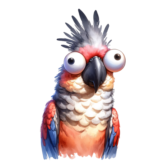 Red Parrot Cartoon Big Eyes Vinyl Sticker Decal