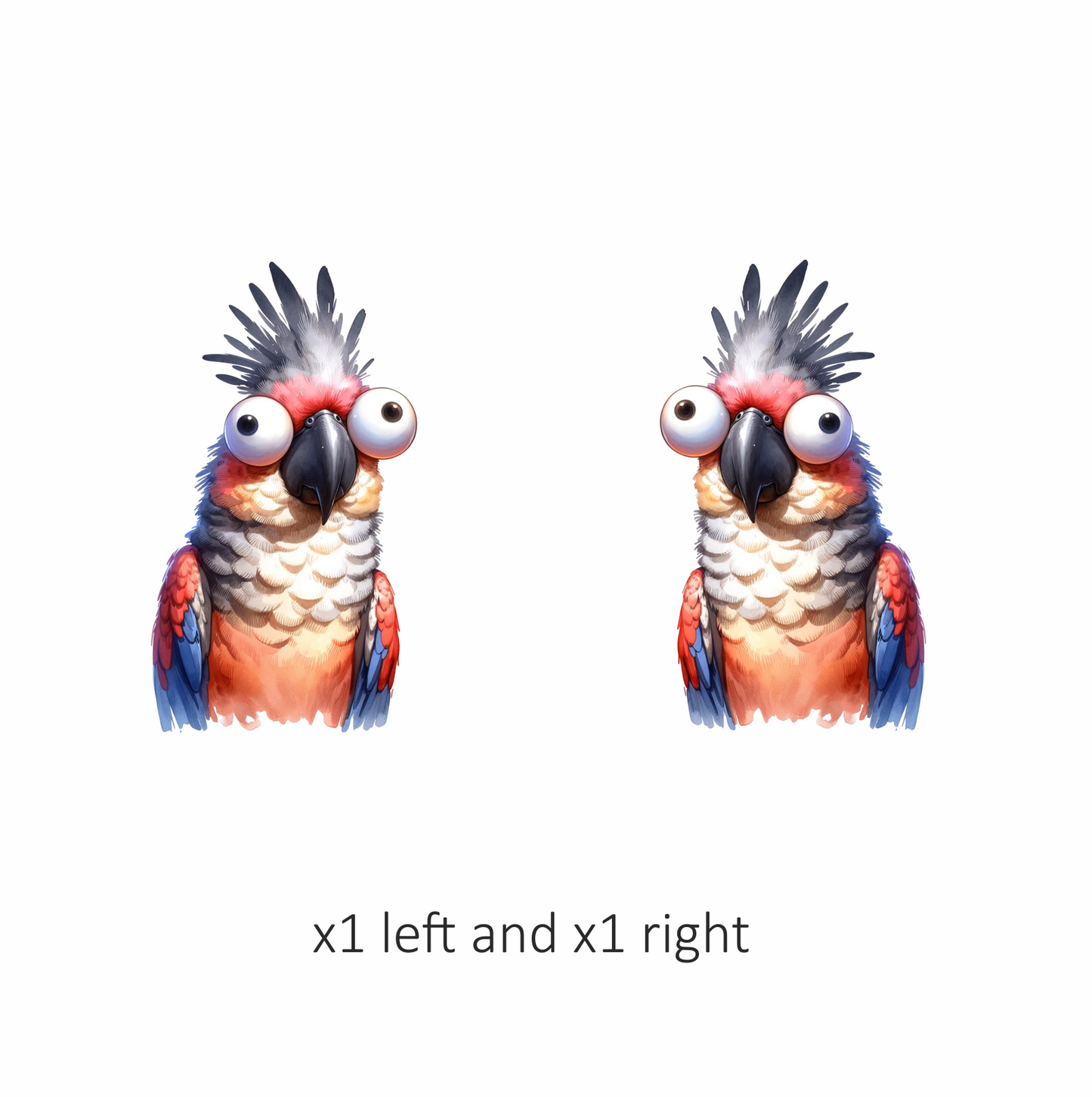 Red Parrot Cartoon Big Eyes Vinyl Sticker Decal