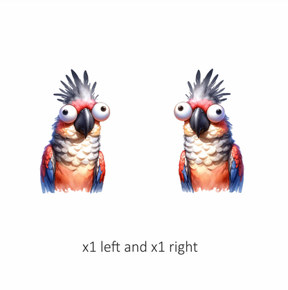 Red Parrot Cartoon Big Eyes Vinyl Sticker Decal