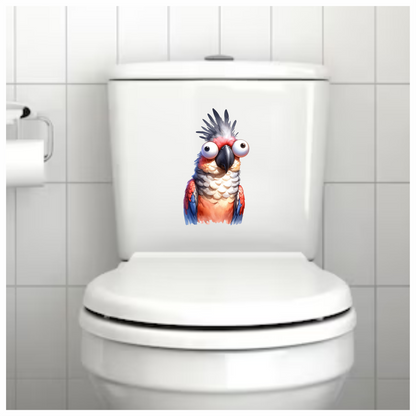 Red Parrot Cartoon Big Eyes Vinyl Sticker Decal