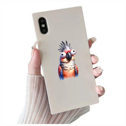 Red Parrot Cartoon Big Eyes Vinyl Sticker Decal