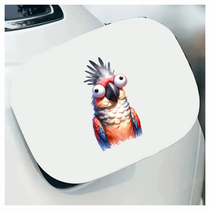 Red Parrot Cartoon Big Eyes Vinyl Sticker Decal
