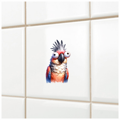Red Parrot Cartoon Big Eyes Vinyl Sticker Decal