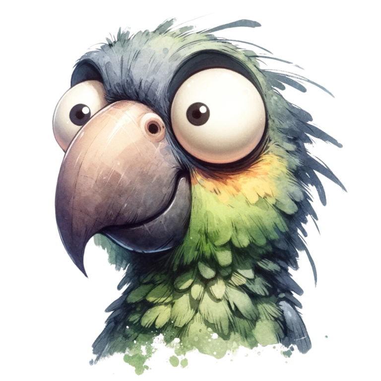 Green Parrot Cartoon Big Eyes Vinyl Sticker Decal