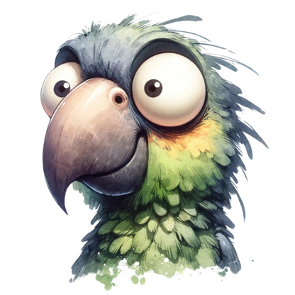 Green Parrot Cartoon Big Eyes Vinyl Sticker Decal