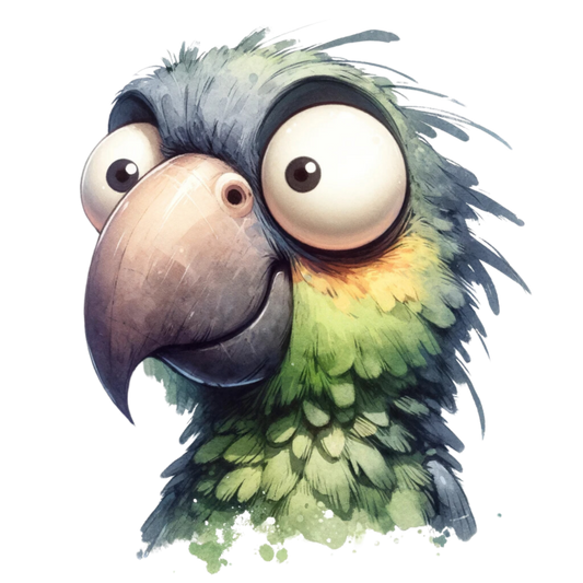 Green Parrot Cartoon Big Eyes Vinyl Sticker Decal