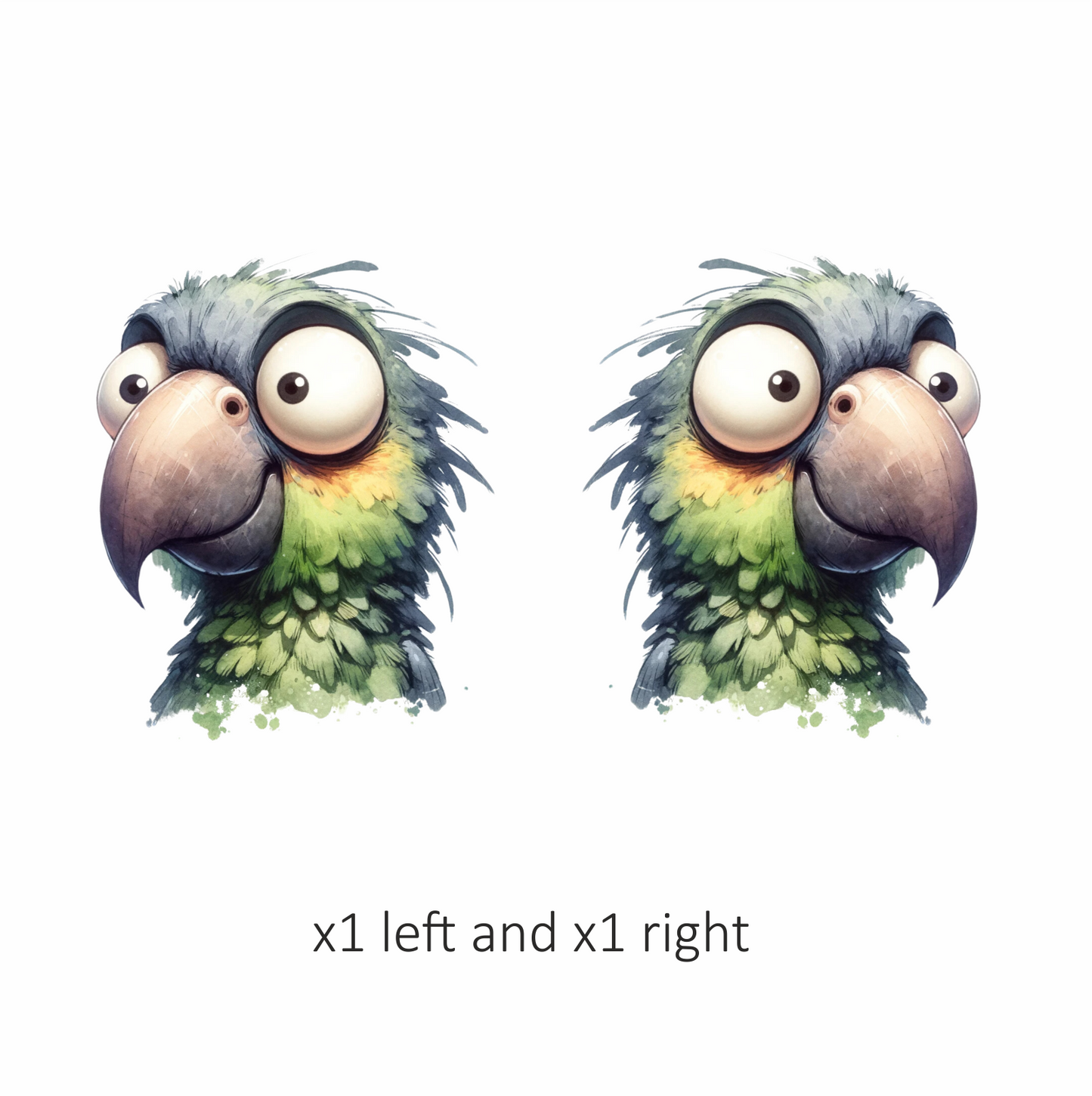 Green Parrot Cartoon Big Eyes Vinyl Sticker Decal