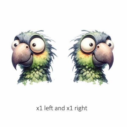 Green Parrot Cartoon Big Eyes Vinyl Sticker Decal