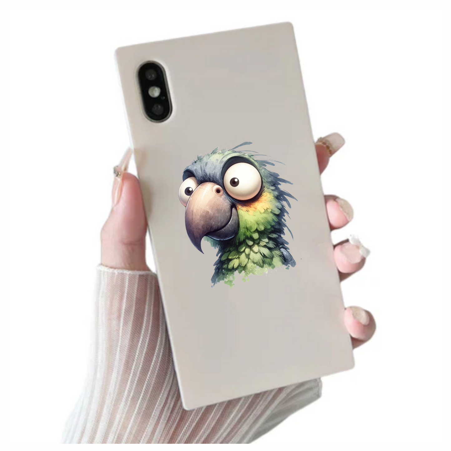 Green Parrot Cartoon Big Eyes Vinyl Sticker Decal