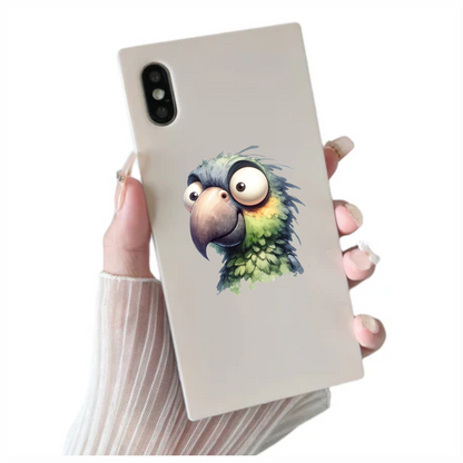 Green Parrot Cartoon Big Eyes Vinyl Sticker Decal