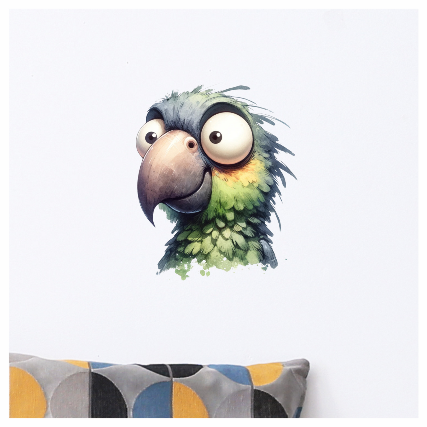 Green Parrot Cartoon Big Eyes Vinyl Sticker Decal