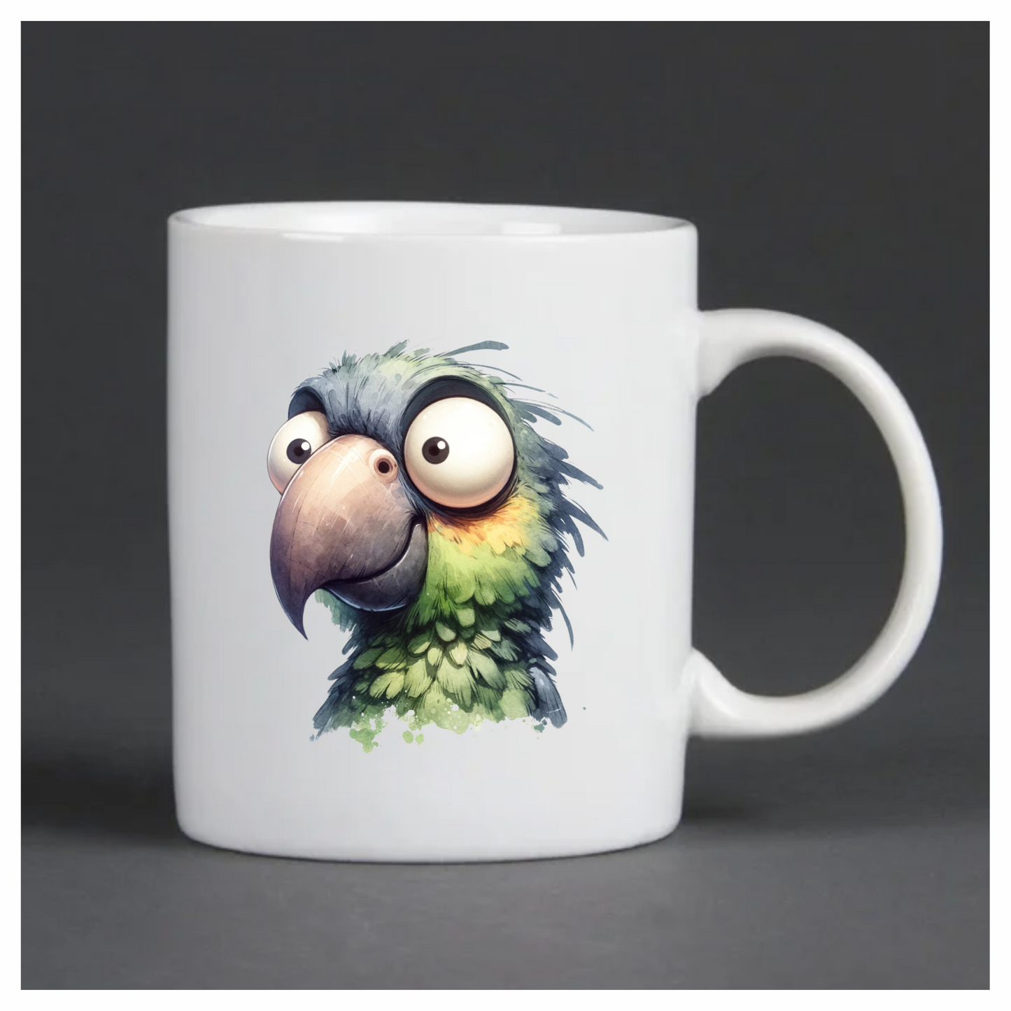 Green Parrot Cartoon Big Eyes Vinyl Sticker Decal