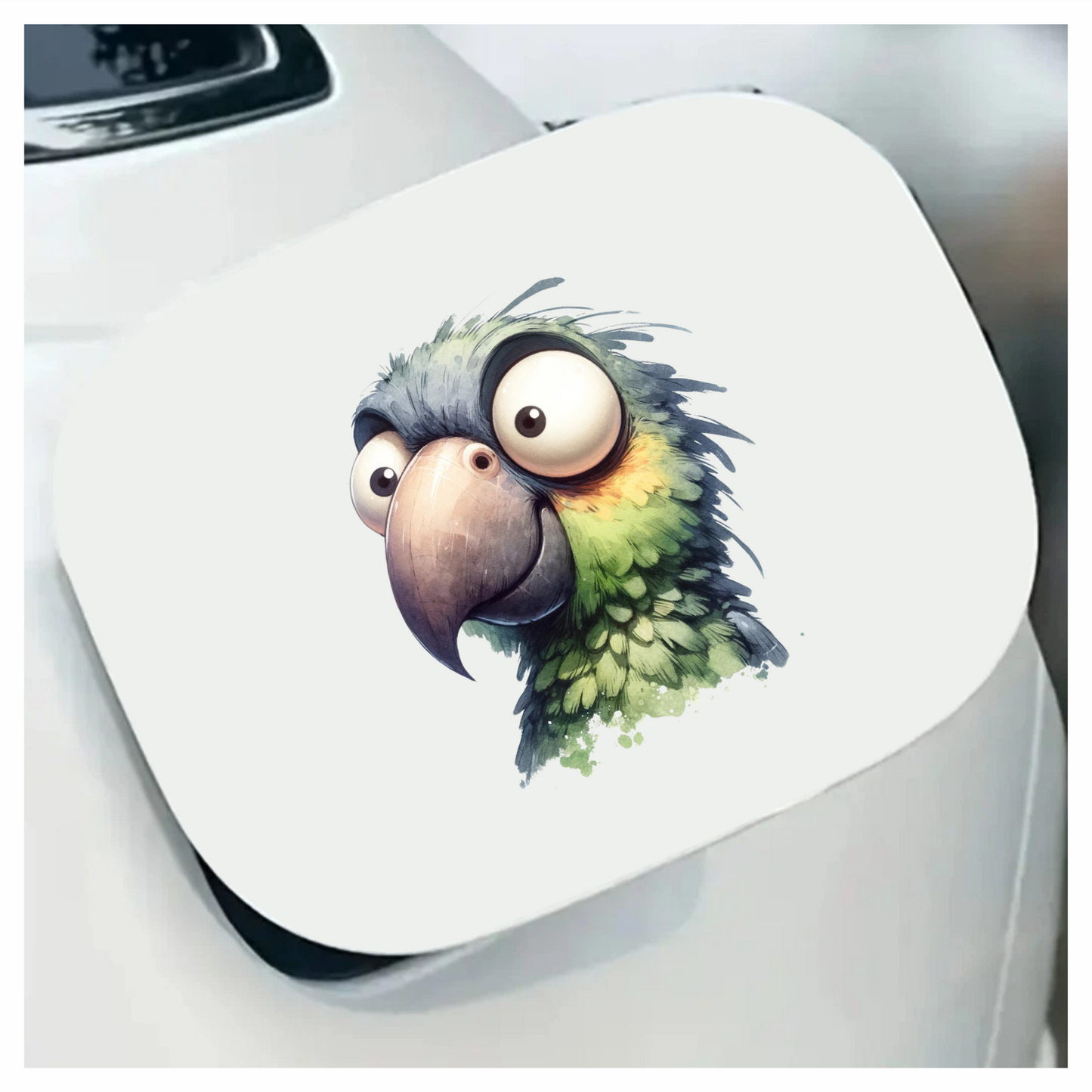 Green Parrot Cartoon Big Eyes Vinyl Sticker Decal