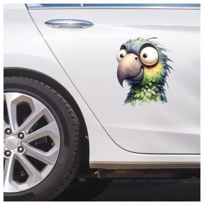 Green Parrot Cartoon Big Eyes Vinyl Sticker Decal