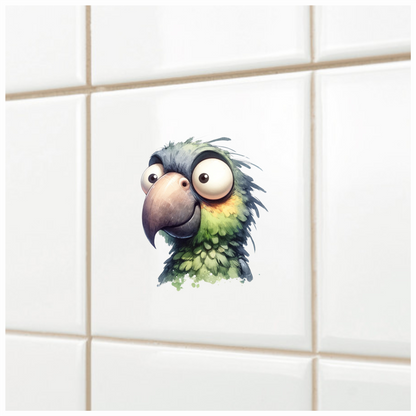 Green Parrot Cartoon Big Eyes Vinyl Sticker Decal