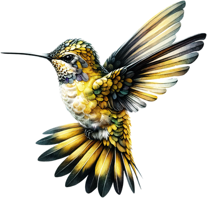 Yellow Hummingbird Flying Open Wings Vinyl Sticker Decal