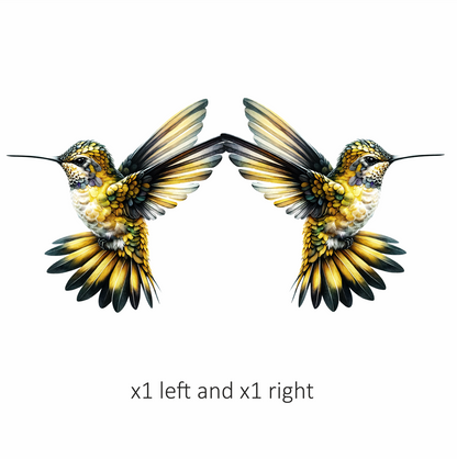 Yellow Hummingbird Flying Open Wings Vinyl Sticker Decal