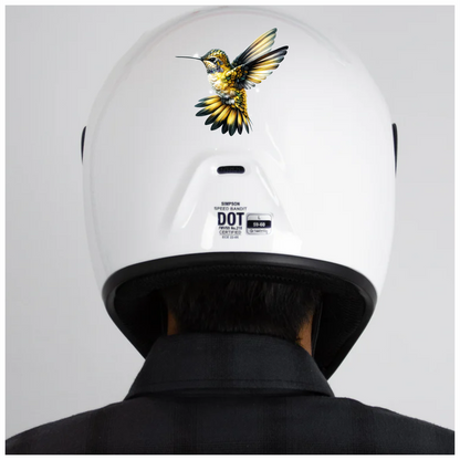Yellow Hummingbird Flying Open Wings Vinyl Sticker Decal