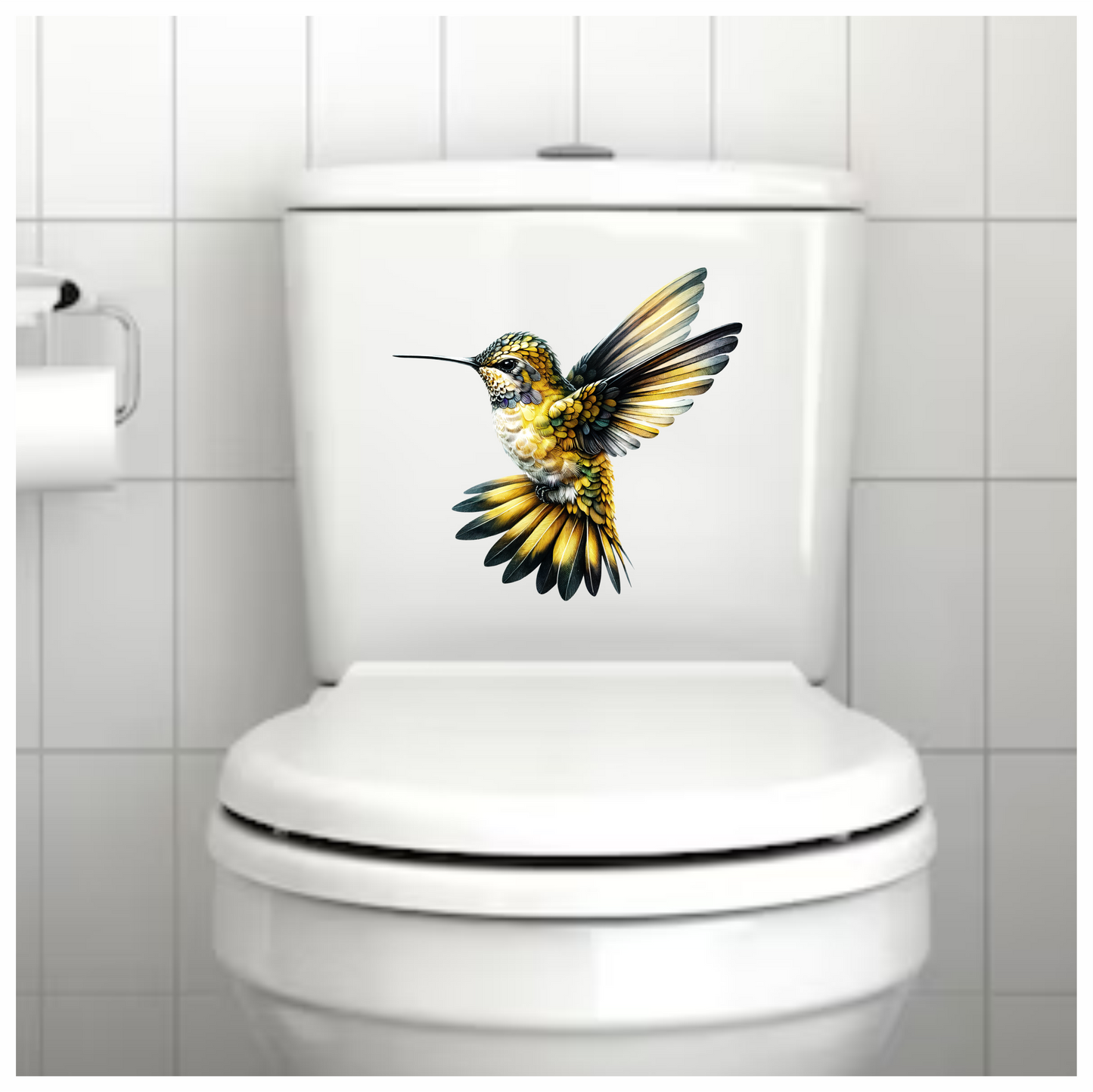 Yellow Hummingbird Flying Open Wings Vinyl Sticker Decal